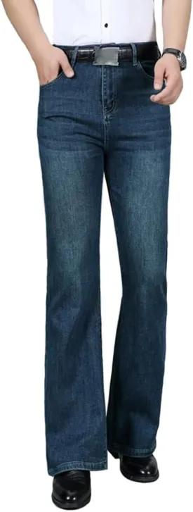 HAORUN Men Bell Bottom Jeans Slim Fit Flared Denim Pants 60s 70s Retro Trousers