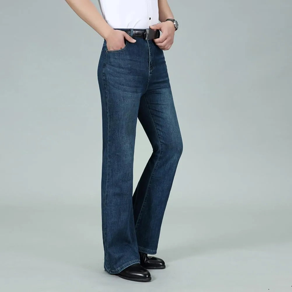 HAORUN Men Bell Bottom Jeans Slim Fit Flared Denim Pants 60s 70s Retro Trousers