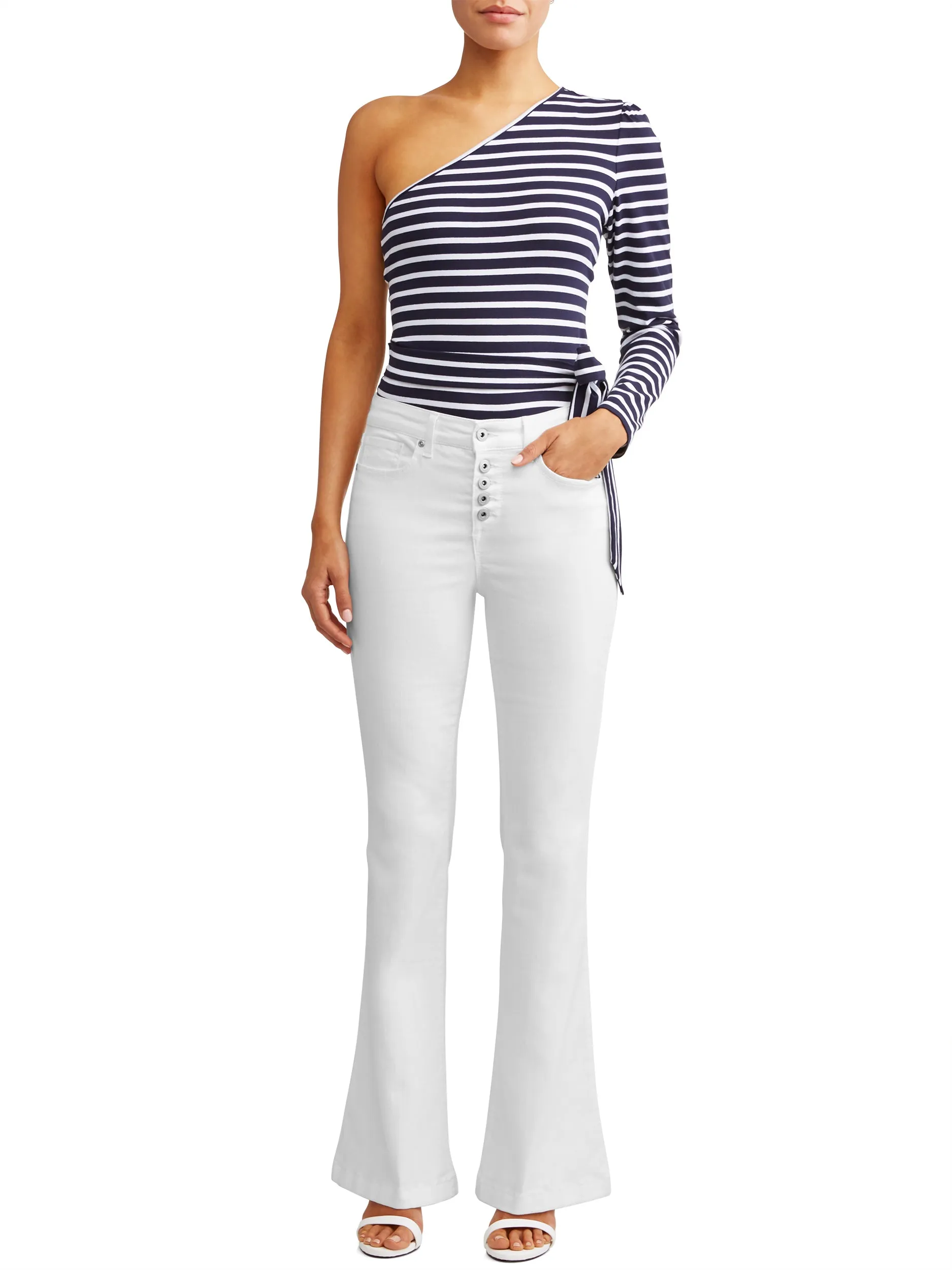 High Waist Stretch Flare Jean Women's (White)