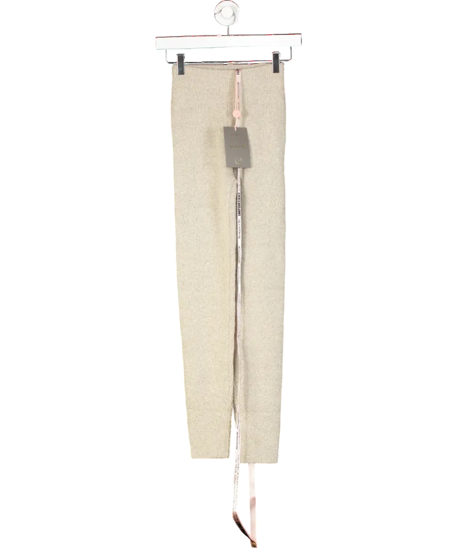 House of CB Beige Sydney Ribbed Knit Leggings UK XS