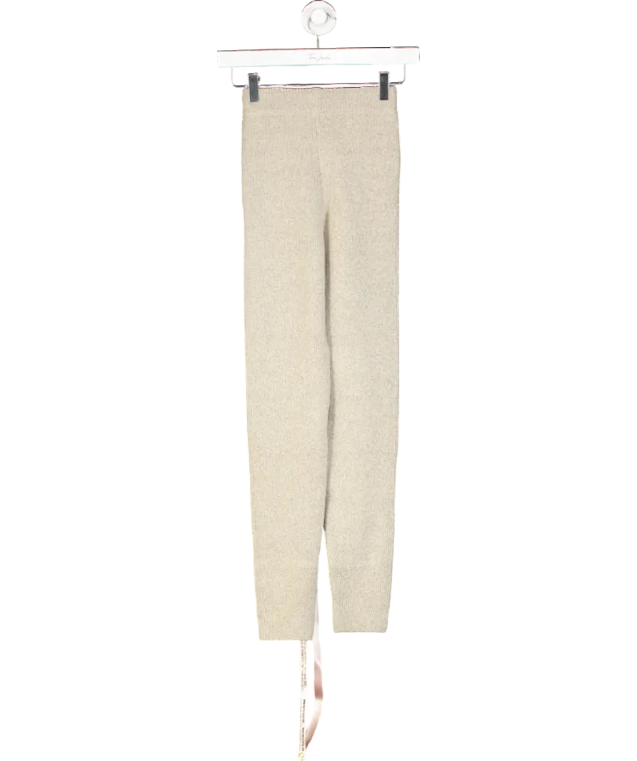 House of CB Beige Sydney Ribbed Knit Leggings UK XS