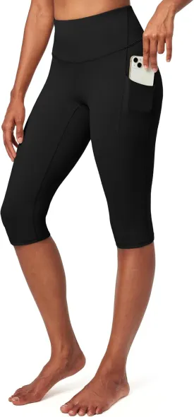 IUGA Capri Leggings for Women with Pockets Women's High Waisted Knee Length Capris Compression Yoga Pants Workout Leggings