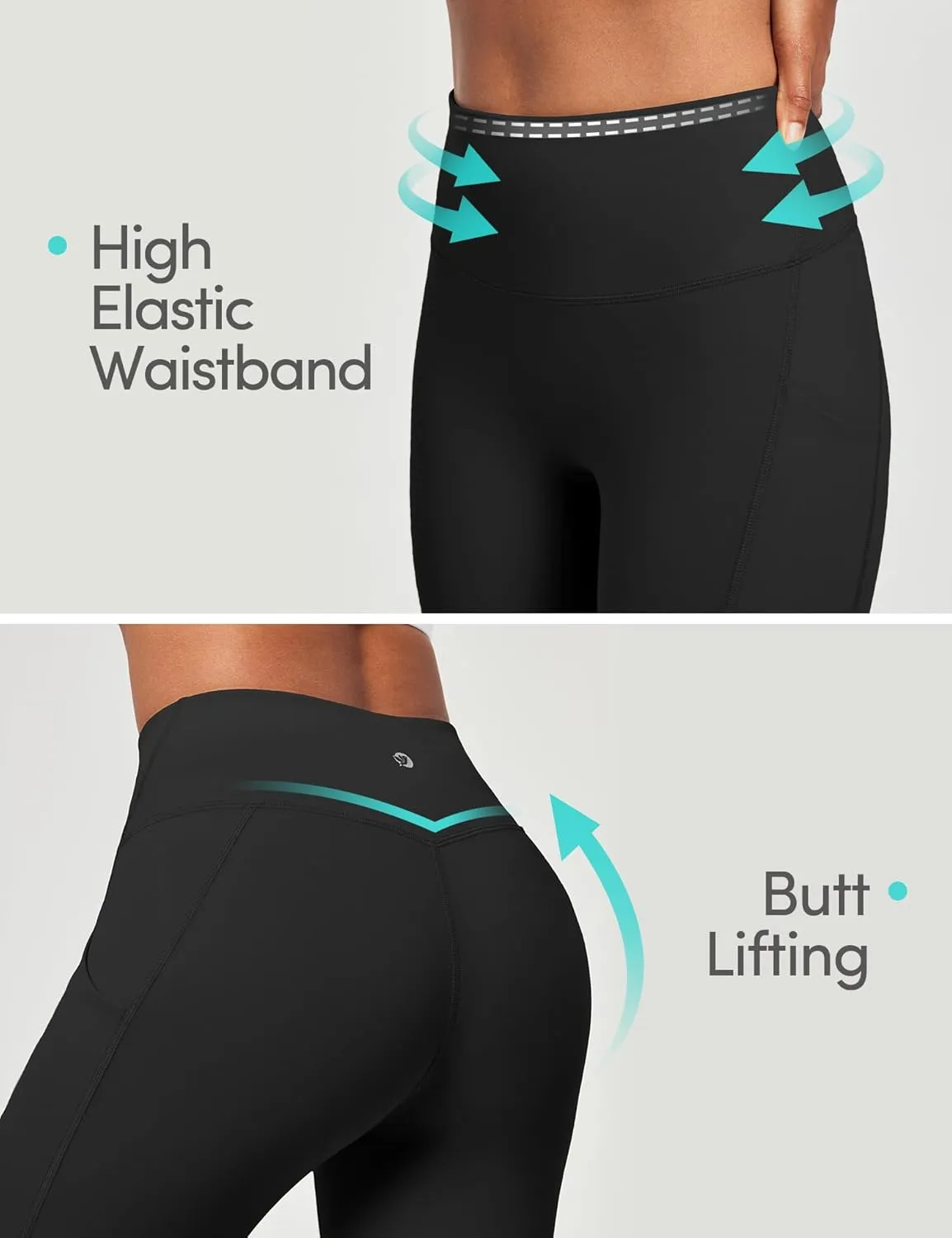 IUGA Capri Leggings for Women with Pockets Women's High Waisted Knee Length Capris Compression Yoga Pants Workout Leggings