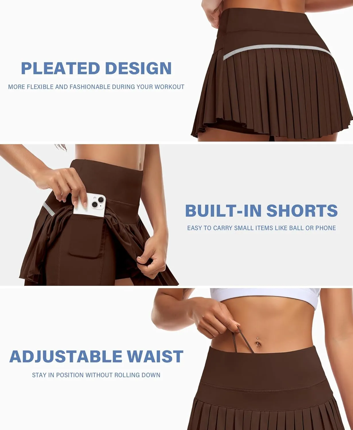 JoyGirl Womens Pleated Tennis Skirt with Shorts High Waisted Golf Skort Mini Skirt Workout Skirt Athletic Skorts with Pockets