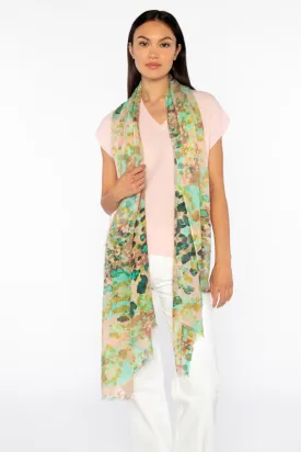KINROSS CASHMERE - GLIMMER PRINT SILK CASHMERE SCARF