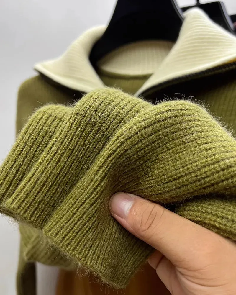 Knitwear Coat Men's Winter Lapel High Collar Sweater