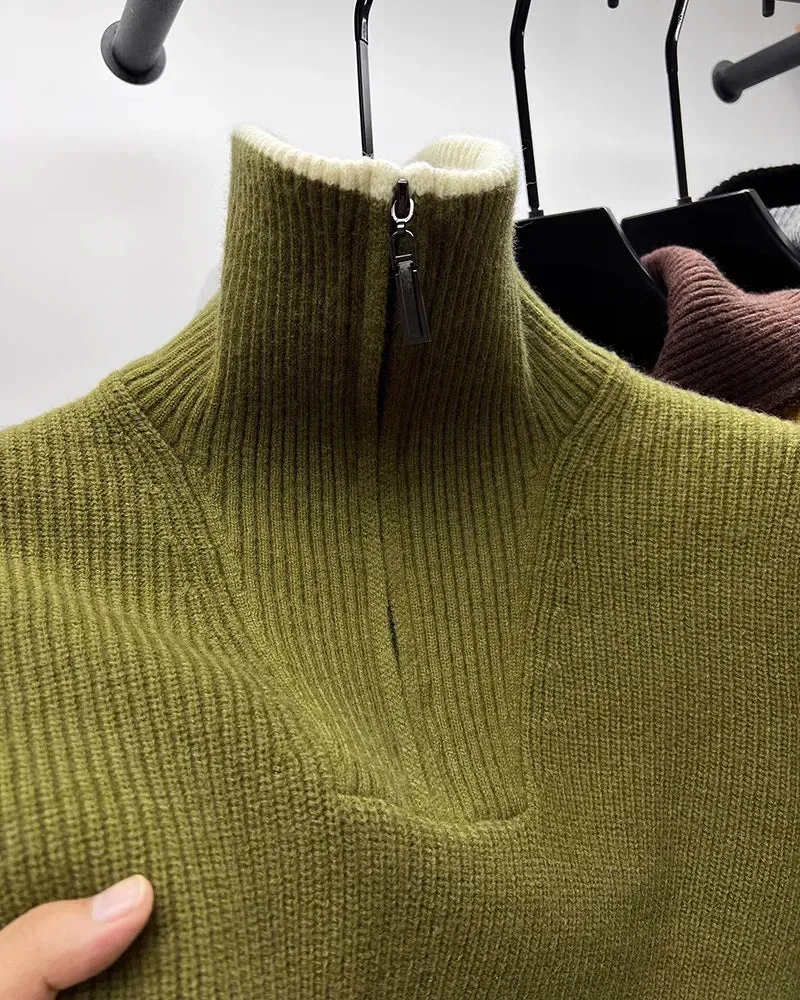 Knitwear Coat Men's Winter Lapel High Collar Sweater