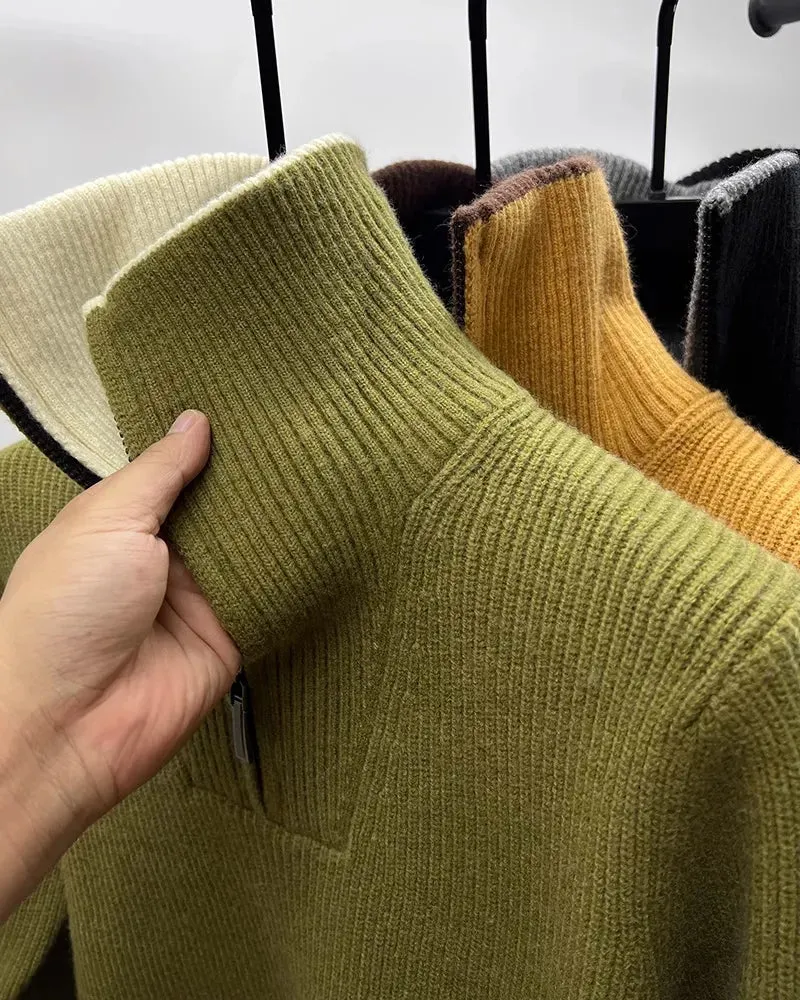 Knitwear Coat Men's Winter Lapel High Collar Sweater