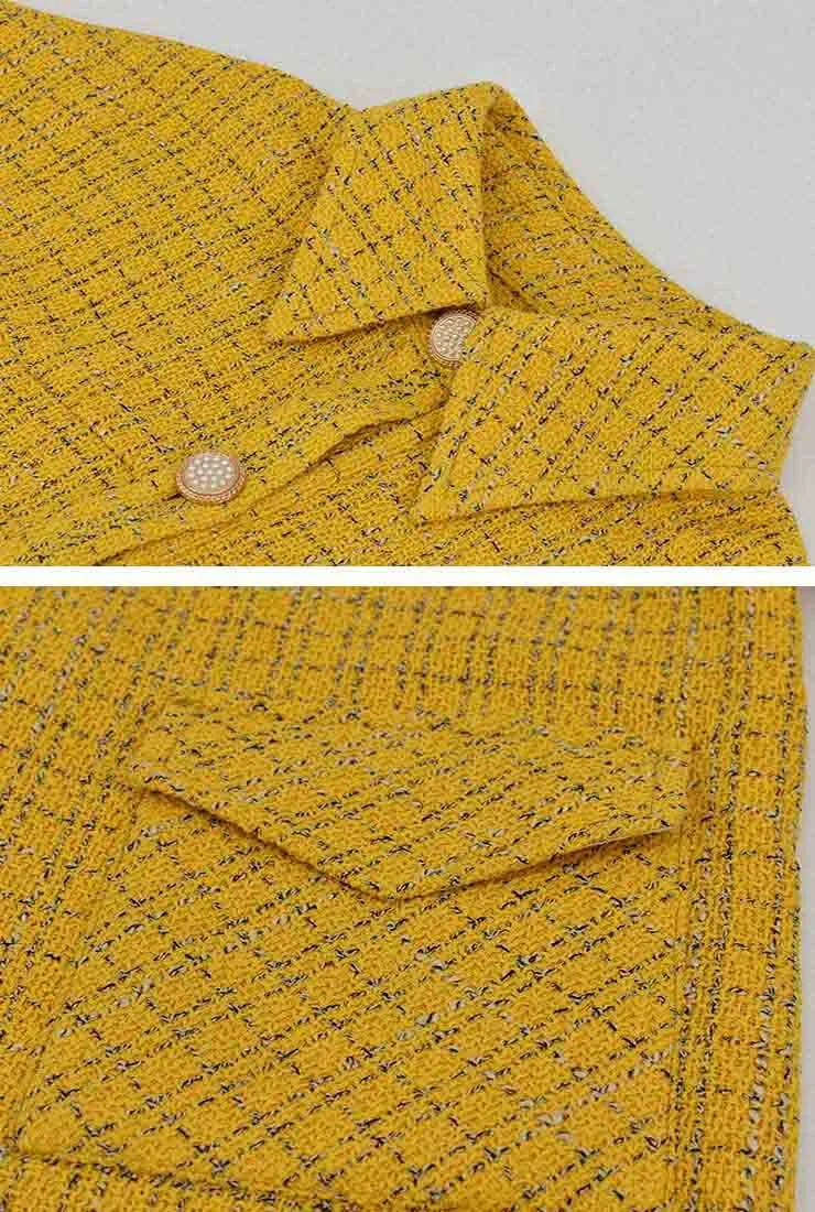 Loose Polo Collar Tweed Shirt Dress