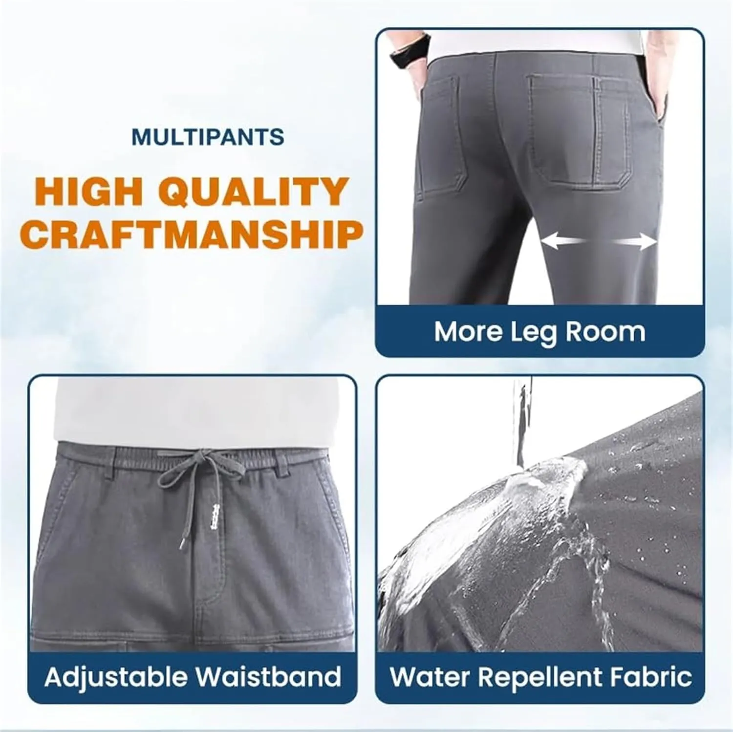 Mencomfy Cargo Pants for Men, High Stretch Durable Cargo Pants for Hiking, Multipants - Multi-Pocket Stretch Fashion Trousers