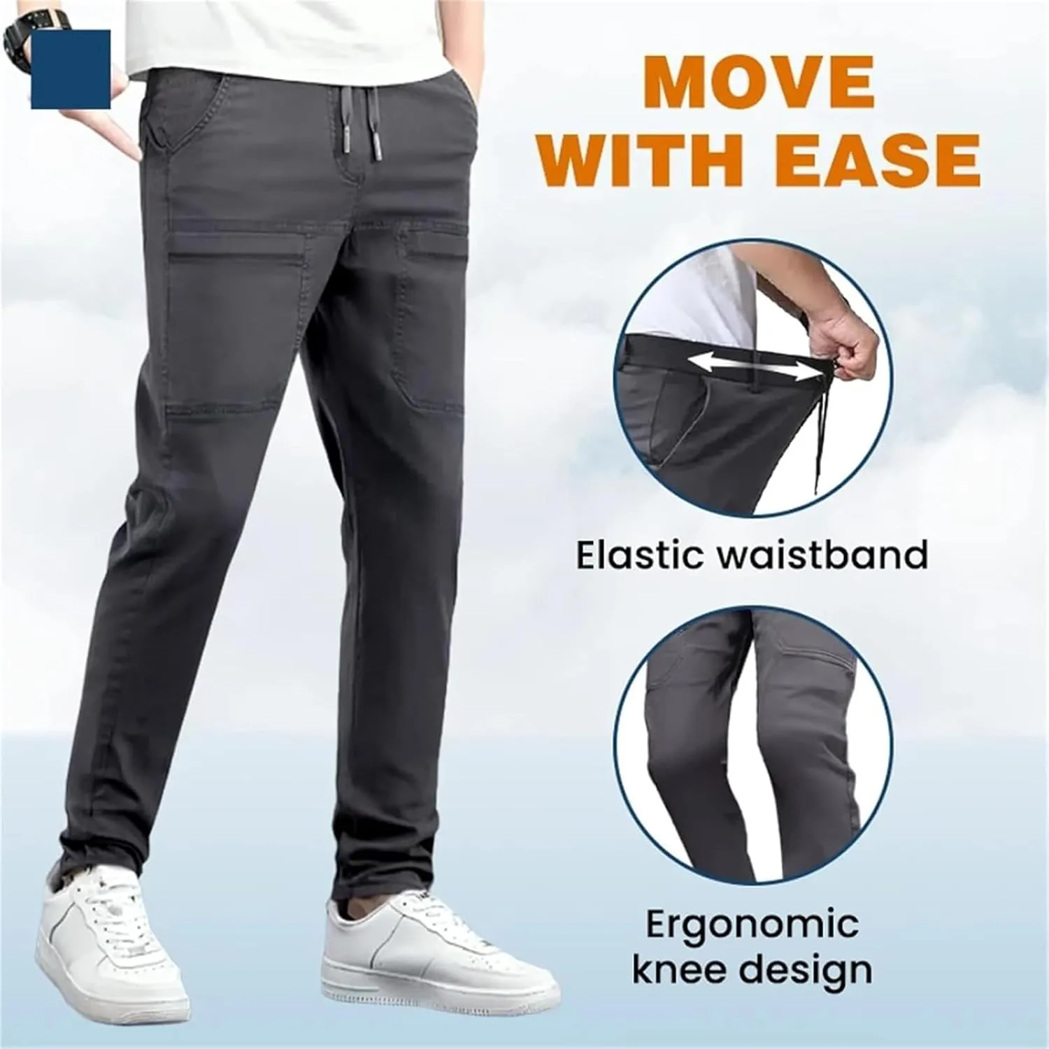 Mencomfy Cargo Pants for Men, High Stretch Durable Cargo Pants for Hiking, Multipants - Multi-Pocket Stretch Fashion Trousers