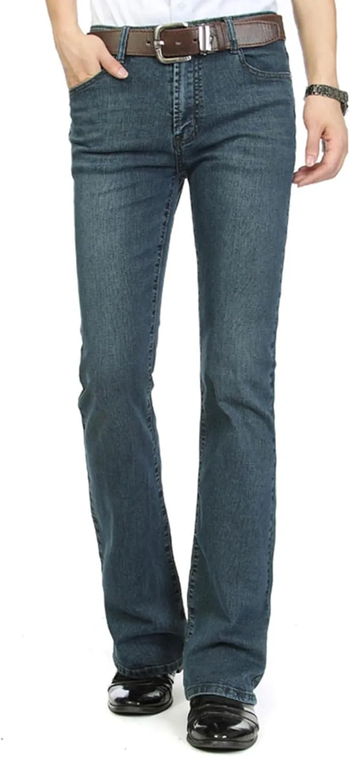 Men's Flares Flared Denim Pants Bell Bottom Stretchy Jeans Trousers Party Slim Fit Casual Vintage Hippie