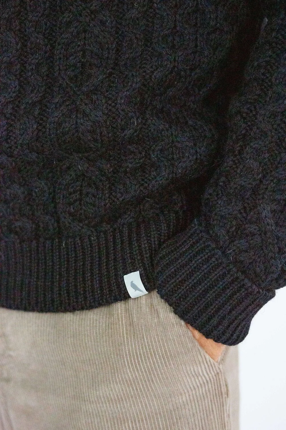 Men's Peregrine Hudson Aran Sweater Made In England Navy