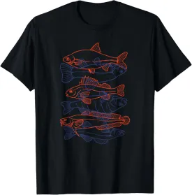 Minimalist Fisherman Aesthetic Line Art Artistic Fish Lover T-Shirt