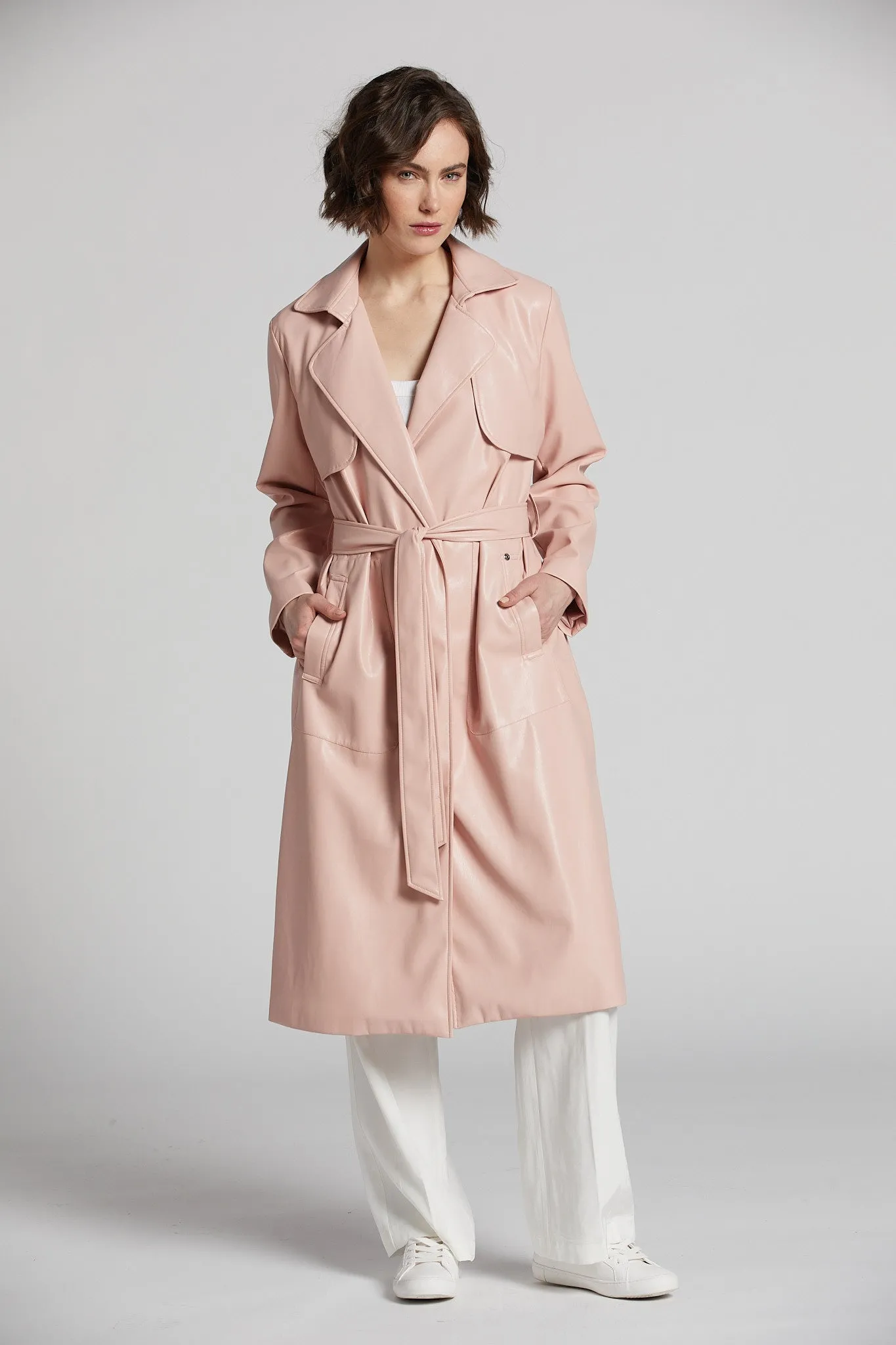 Nina Faux Leather Wrap Coat