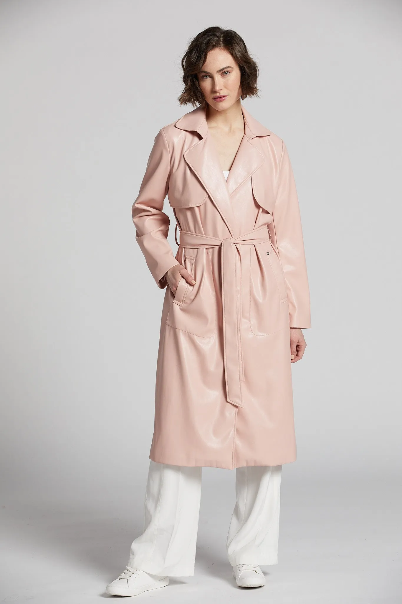 Nina Faux Leather Wrap Coat