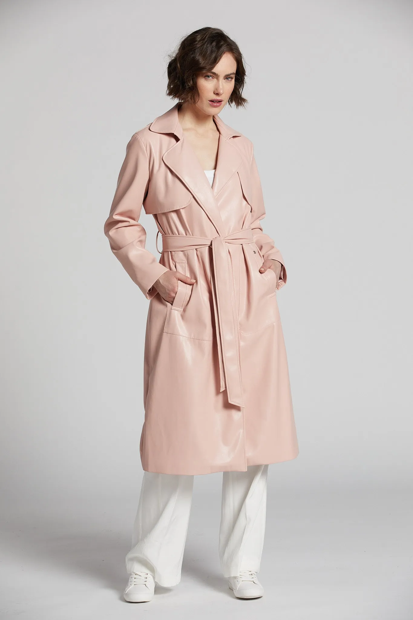 Nina Faux Leather Wrap Coat