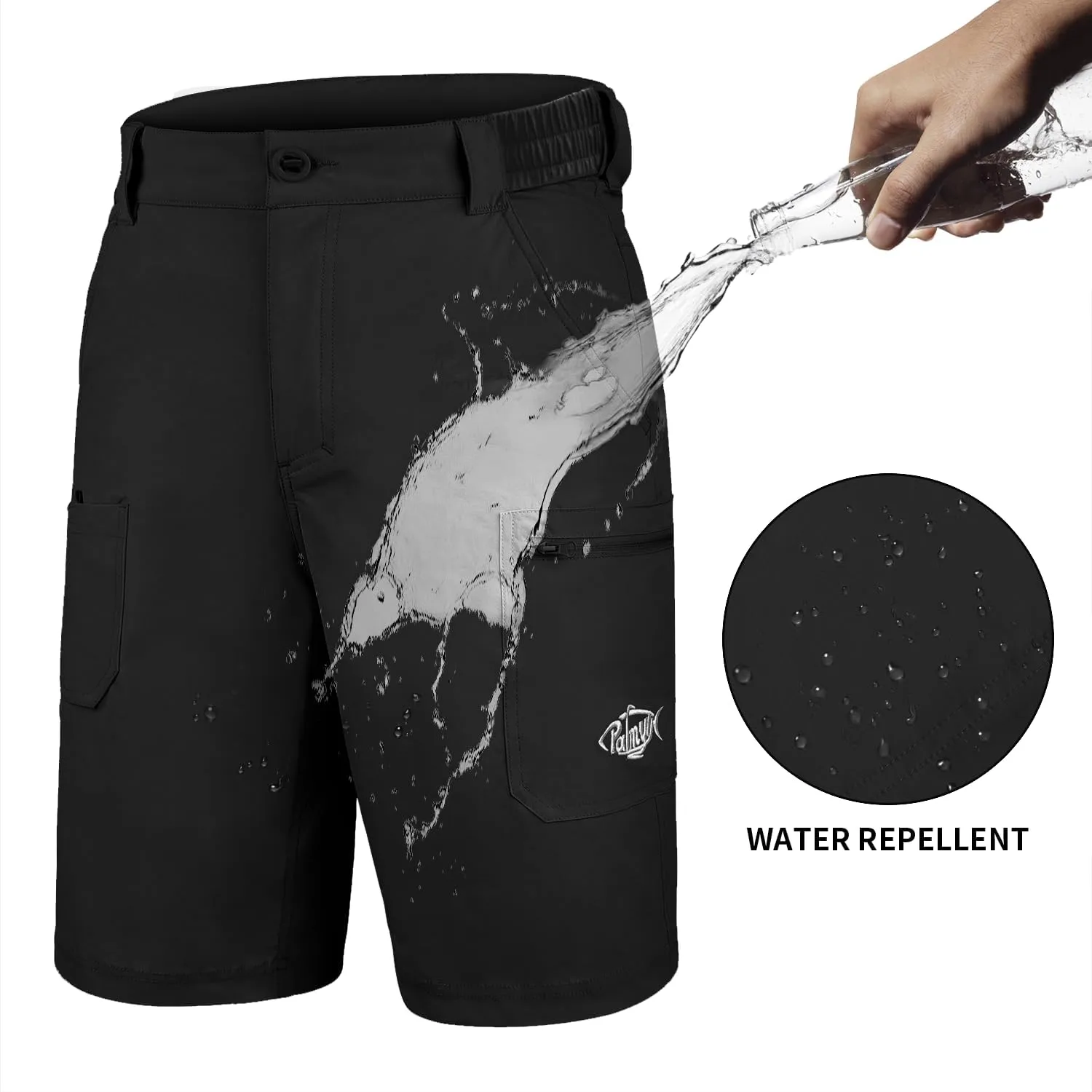 Palmyth Men's Fishing Short Quick Dry 10.5 Sun Protection UV UPF 50  Cargo Shorts Water Resistant for Saltwater Freshwater