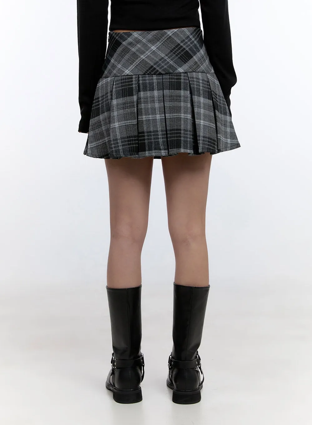 Pleated Check Mini Skirt CO419