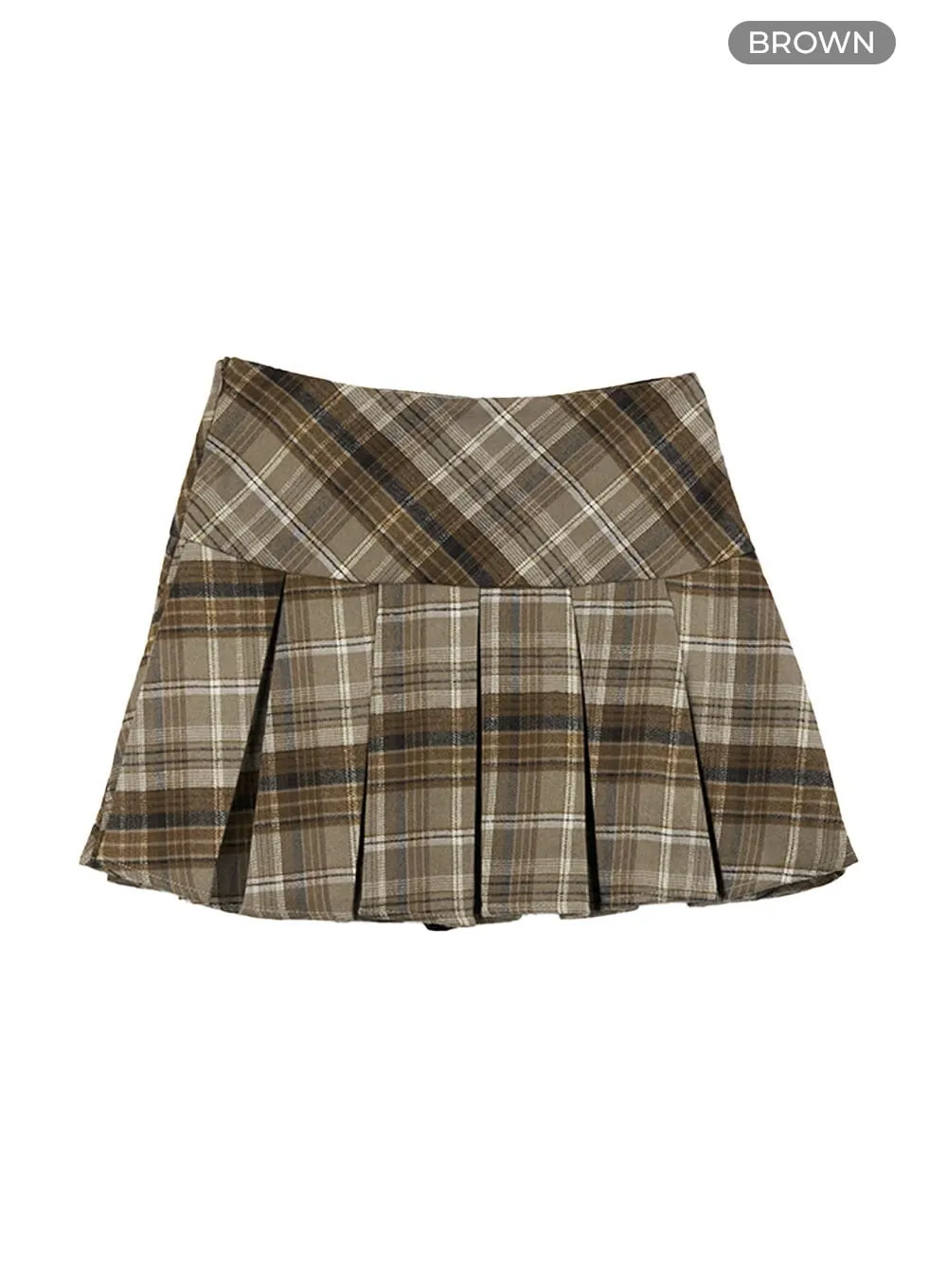 Pleated Check Mini Skirt CO419
