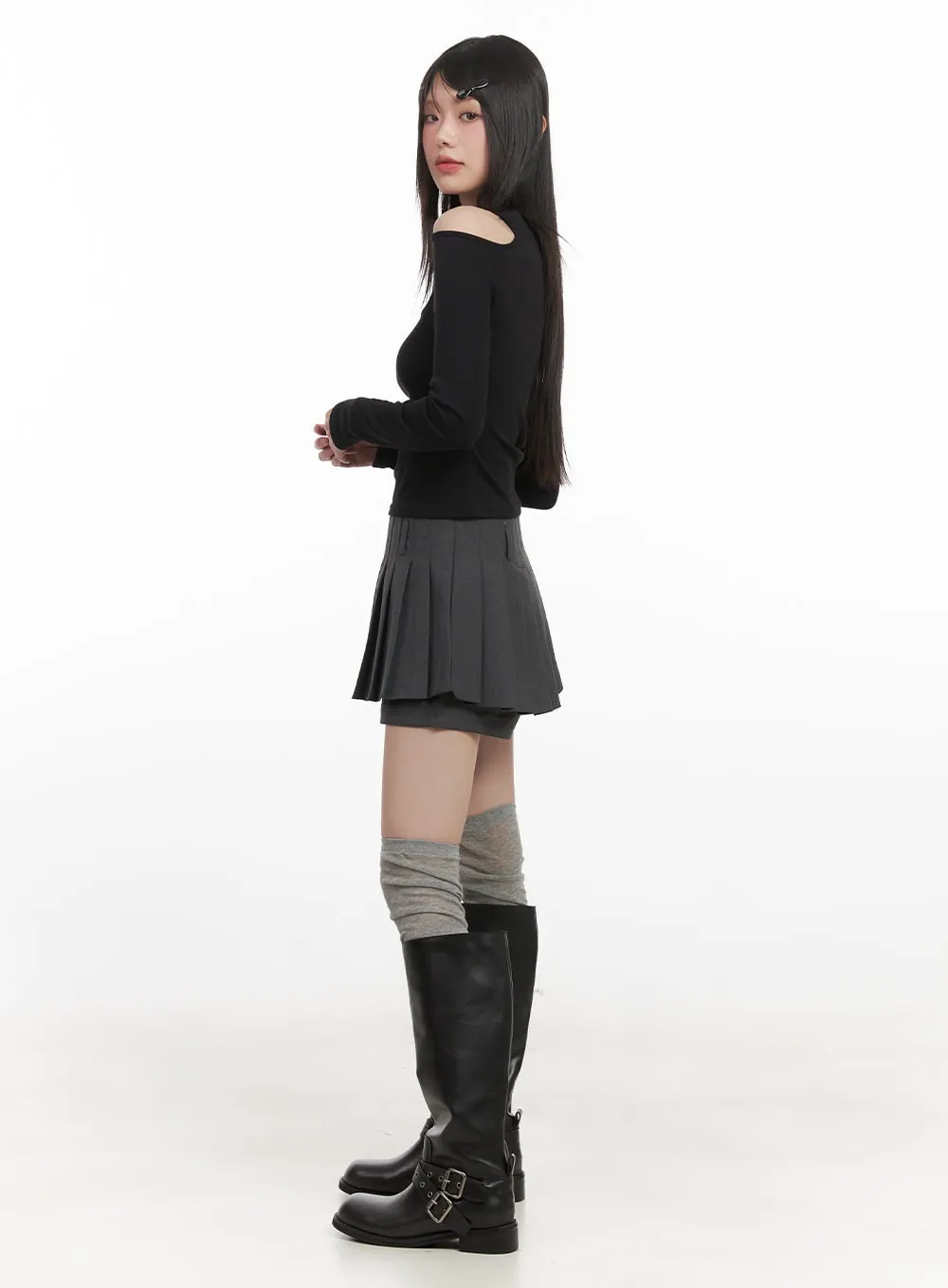 Pleated Mini Skirt with Built-In Shorts CJ528