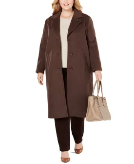 Plus Notch Collar Single Breasted Reefer Maxi Coat