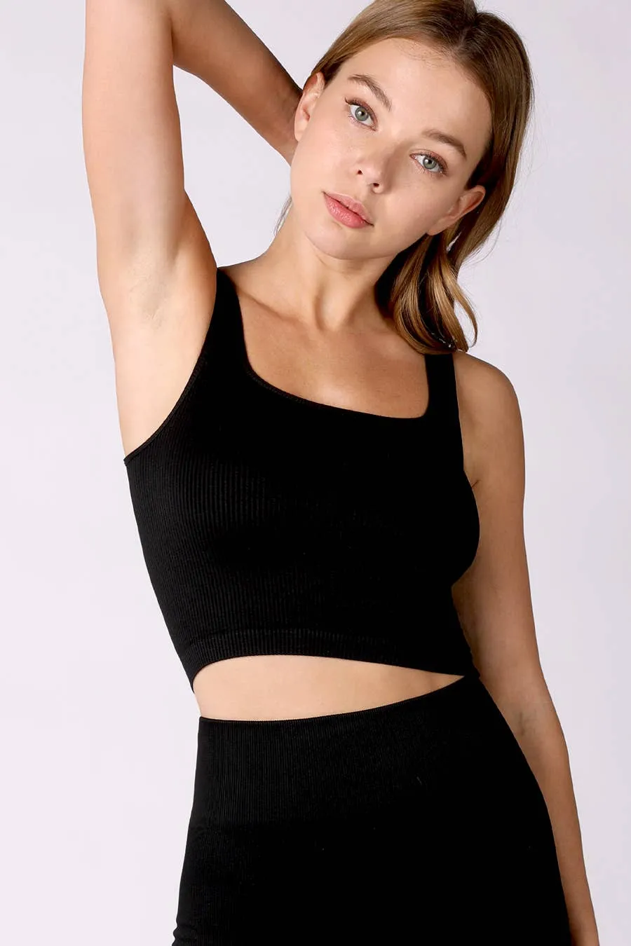 Ribbed Square Neck Crop Top