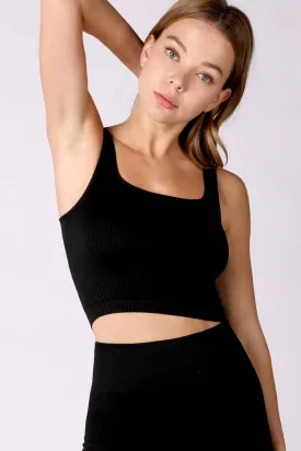 Ribbed Square Neck Crop Top