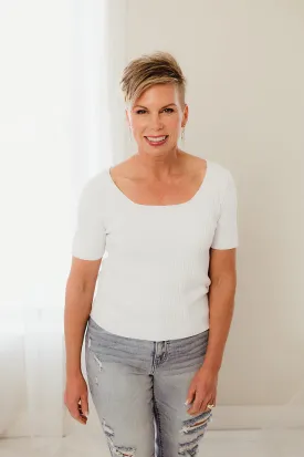 Ribbed Square Neck Top