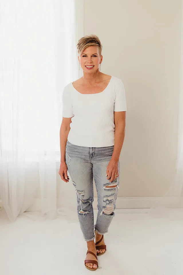 Ribbed Square Neck Top