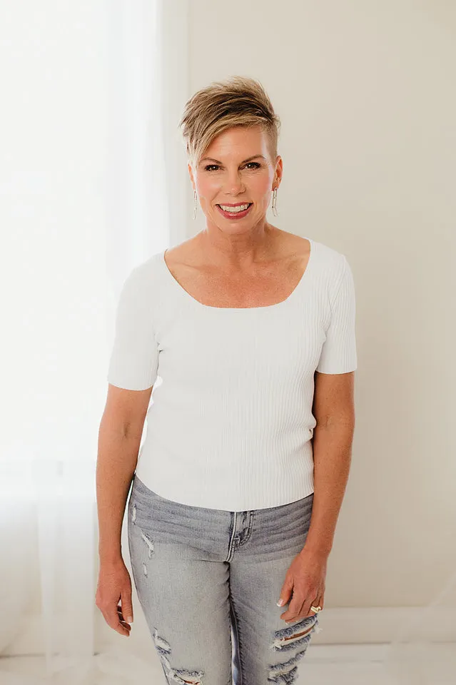 Ribbed Square Neck Top