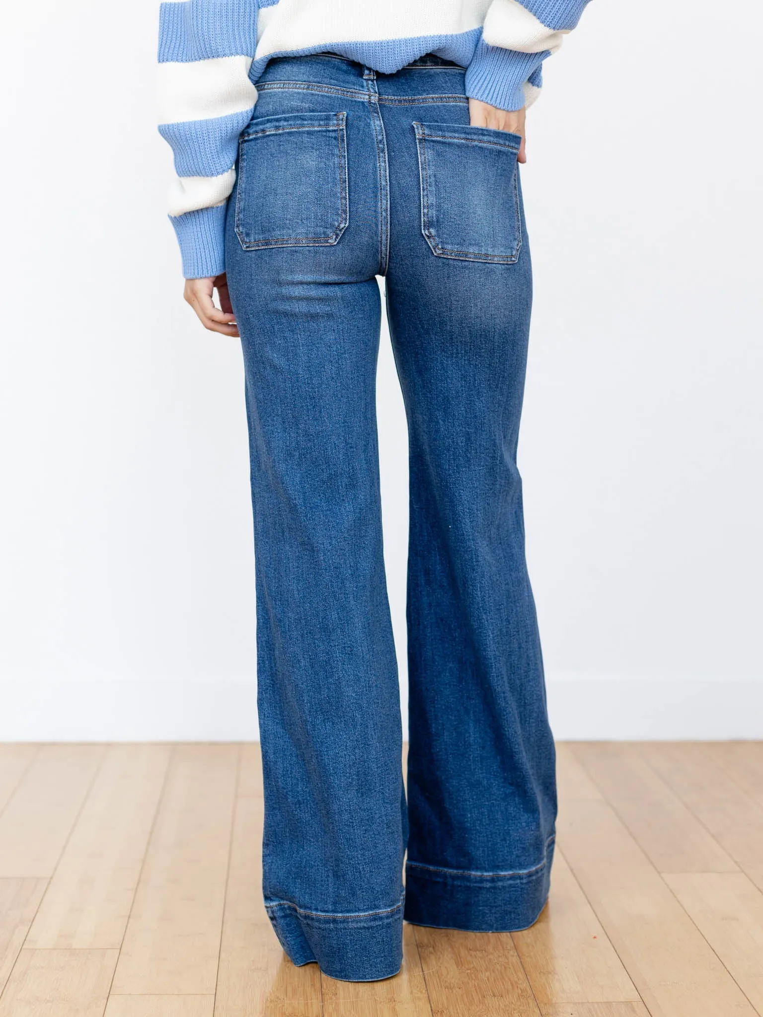 RISEN Dark High Rise Flare Patch Pocket