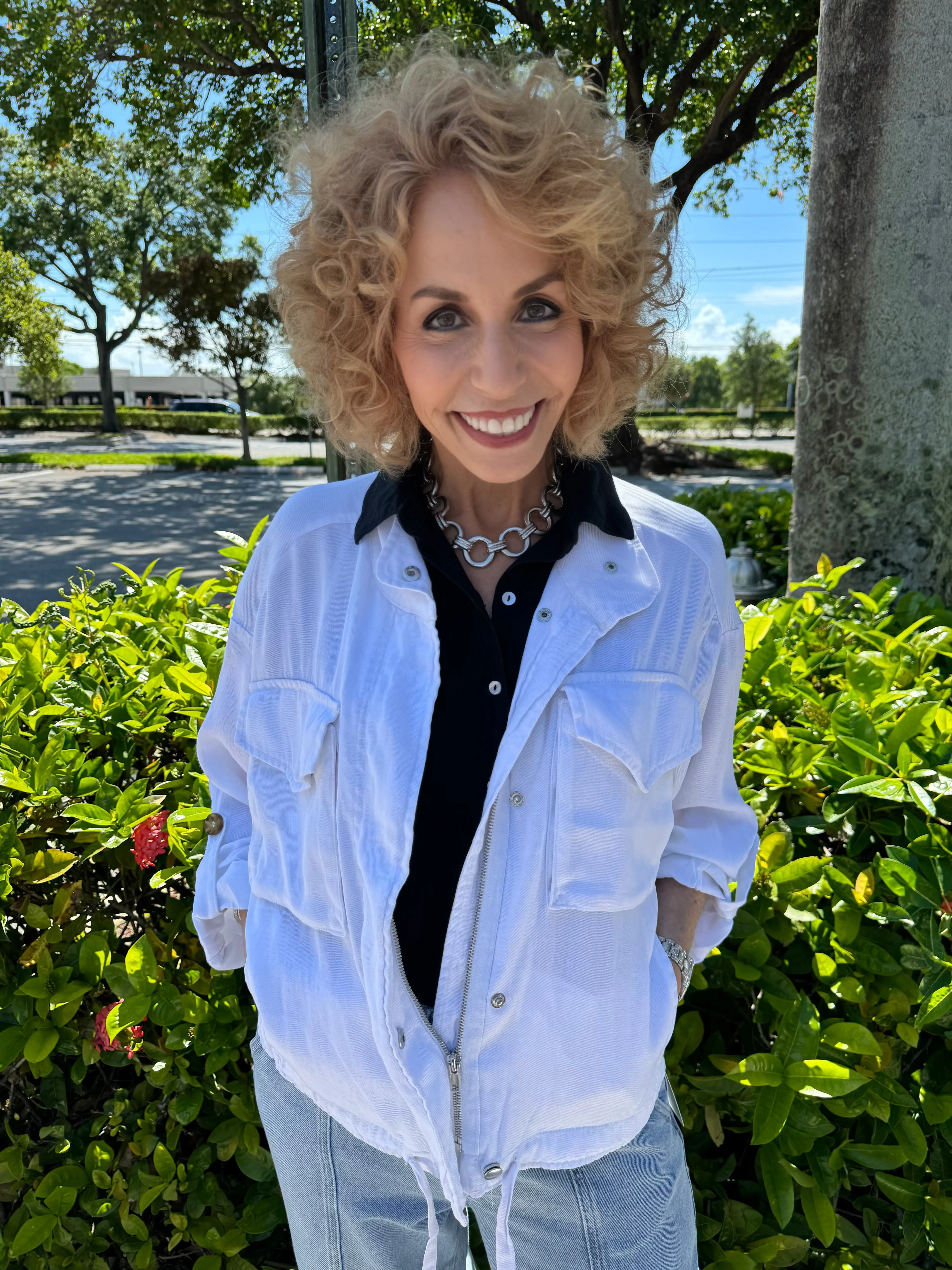 Rogue Zipper Roll Sleeve Jacket - Optic White