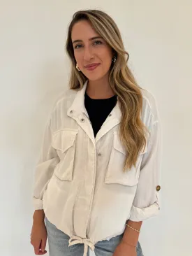 Rogue Zipper Roll Sleeve Jacket - Optic White