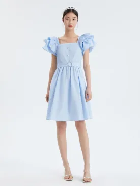 Ruffle Sleeve Square Neck Dress