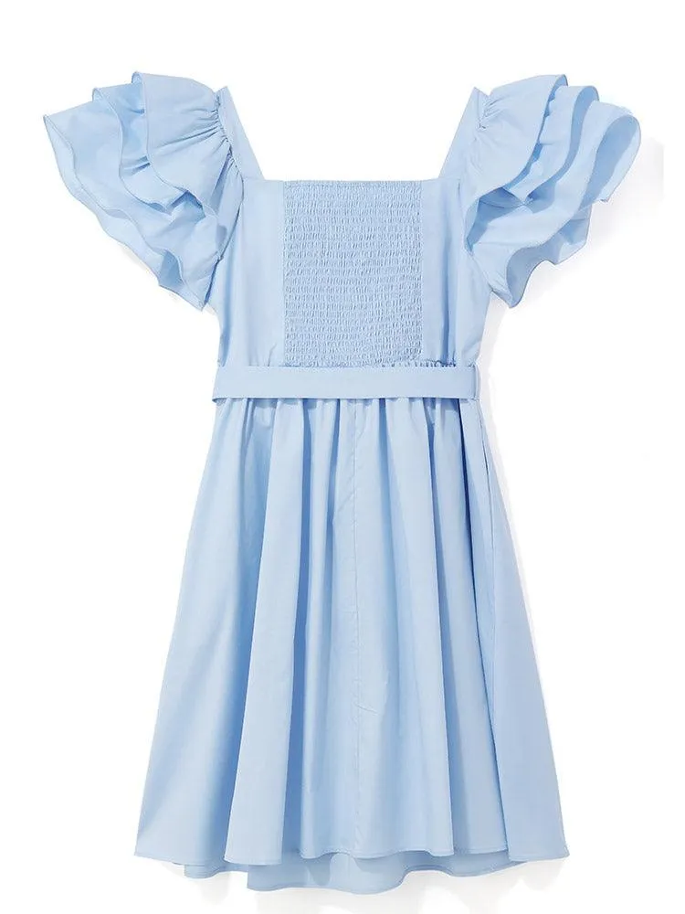 Ruffle Sleeve Square Neck Dress