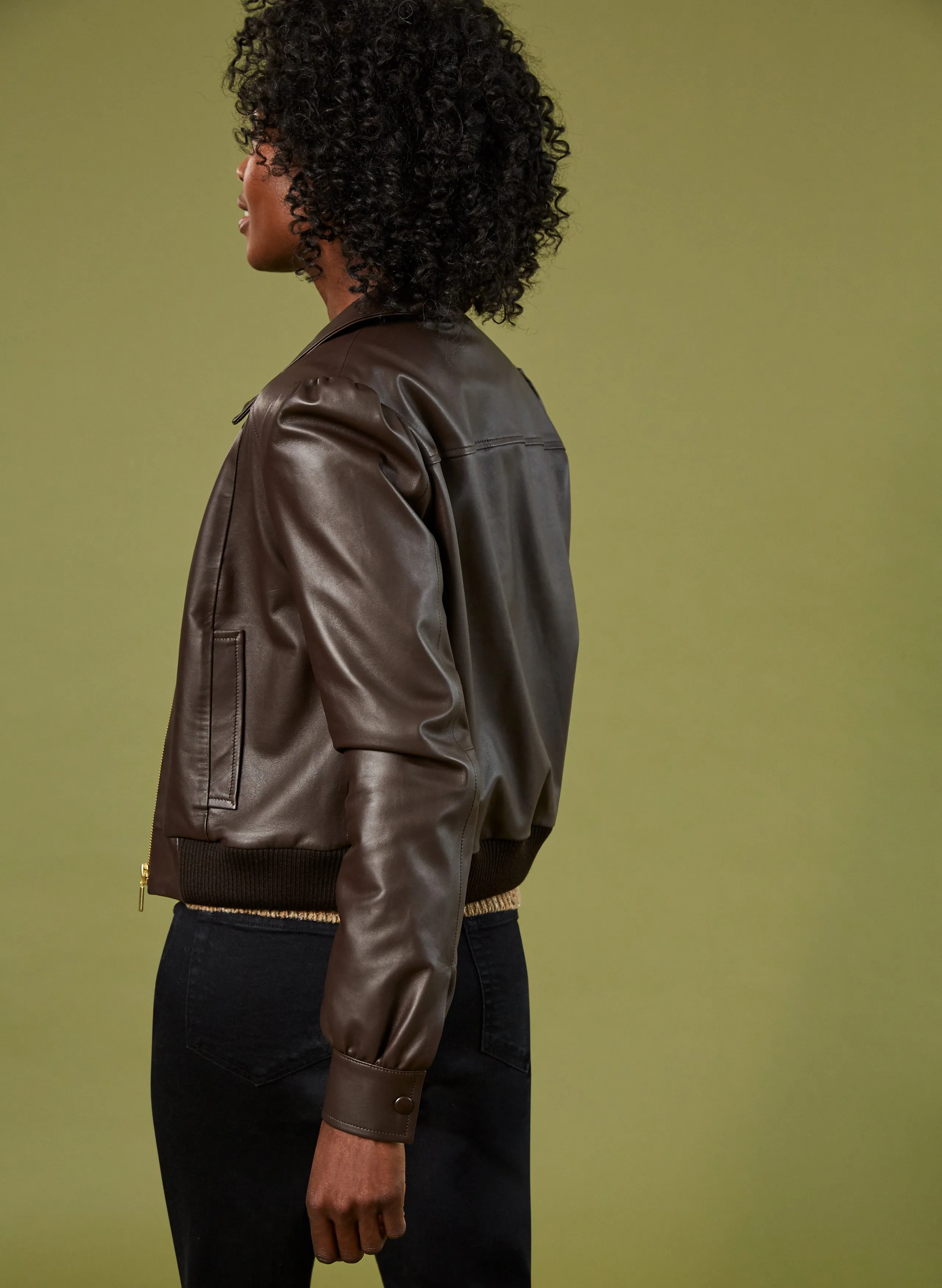 Sacha Leather Bomber Jacket