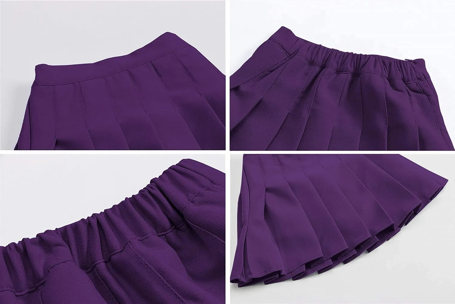 SANGTREE Women Girls Pleated Skirts with Shorts, Elastic Waist Uniform Plus Size Tennis Casual Skirt, 2 Years - US 4XL