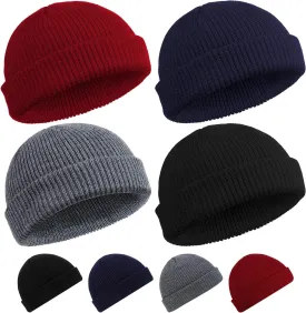 SATINIOR 4 Pieces Trawler Beanie Watch Hat Roll up Edge Skullcap Fisherman Beanie Unisex