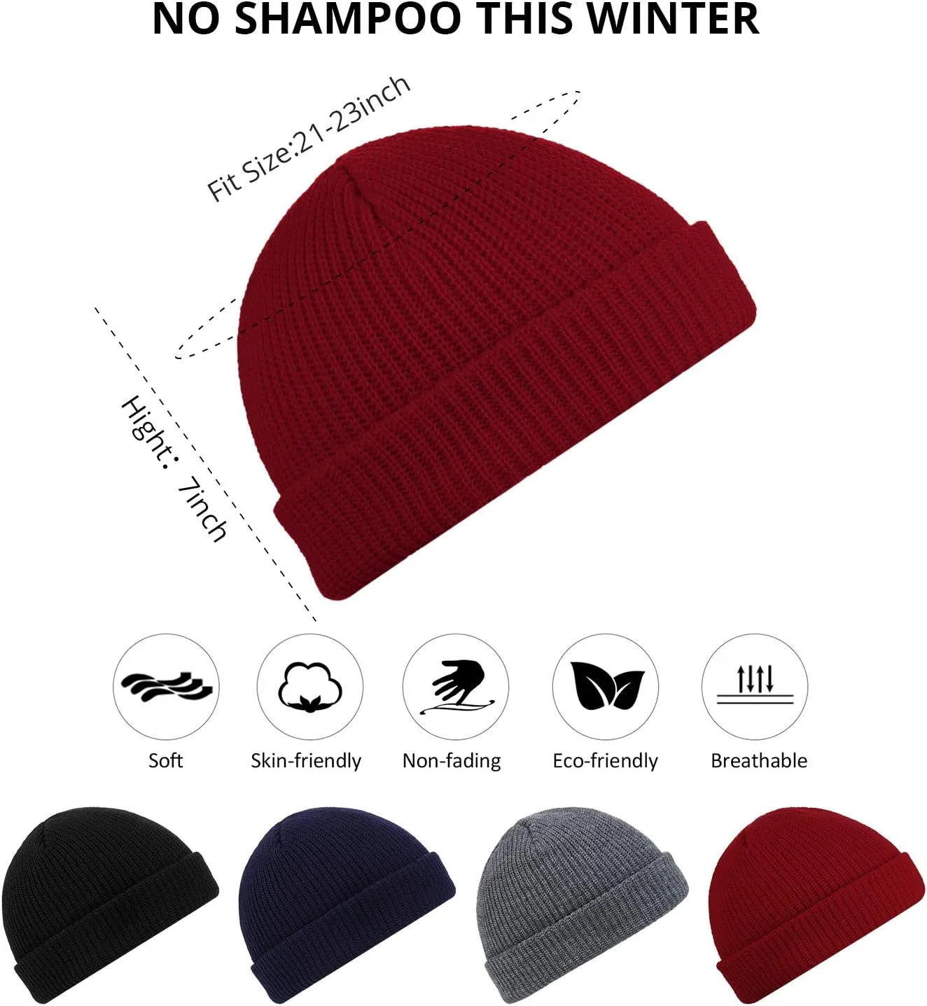 SATINIOR 4 Pieces Trawler Beanie Watch Hat Roll up Edge Skullcap Fisherman Beanie Unisex