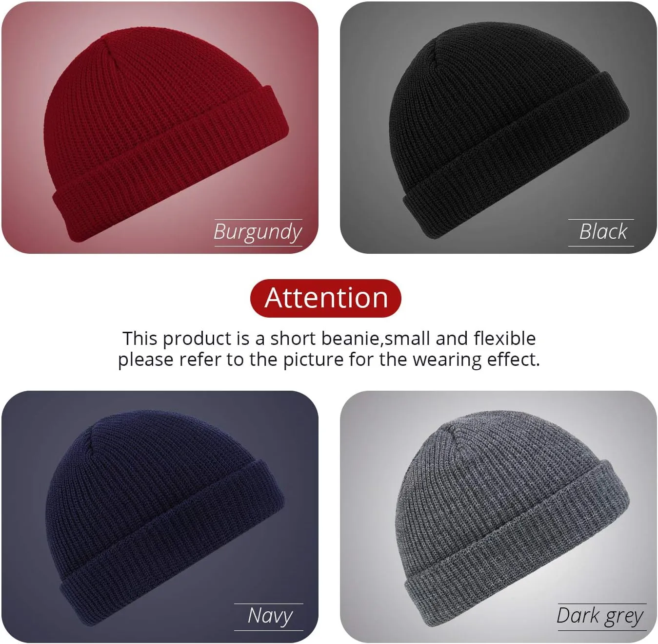 SATINIOR 4 Pieces Trawler Beanie Watch Hat Roll up Edge Skullcap Fisherman Beanie Unisex