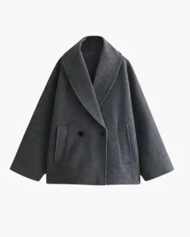 Sienna – Tweed texture – Oversized wool coat