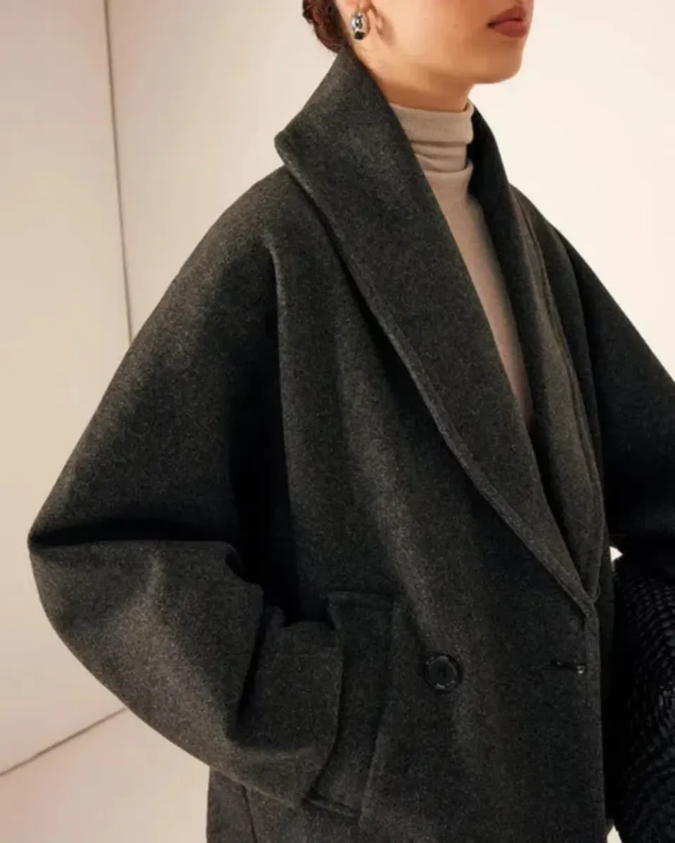 Sienna – Tweed texture – Oversized wool coat
