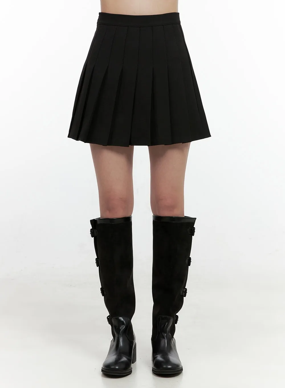 Solid Pleated Mini Skirt ON404