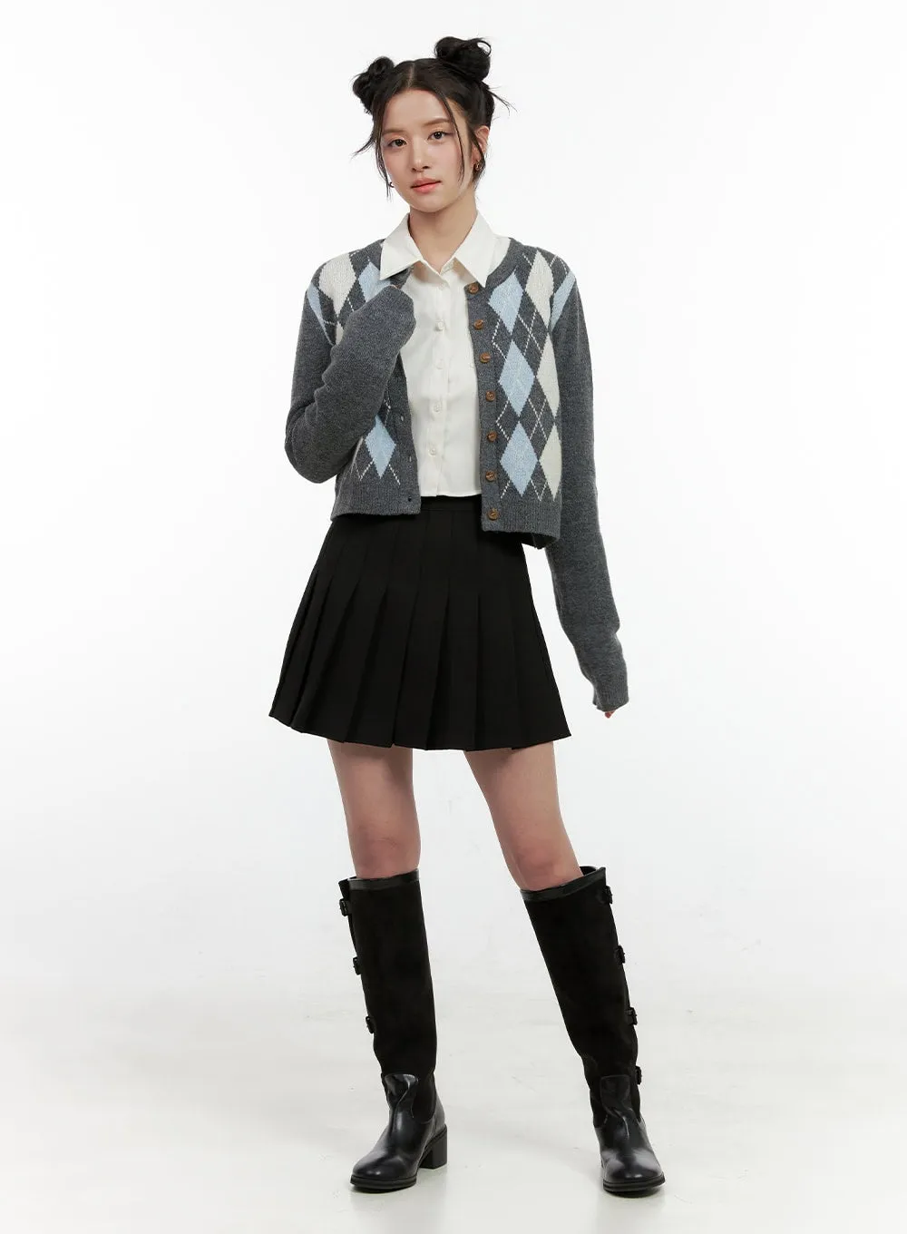 Solid Pleated Mini Skirt ON404