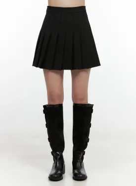 Solid Pleated Mini Skirt ON404