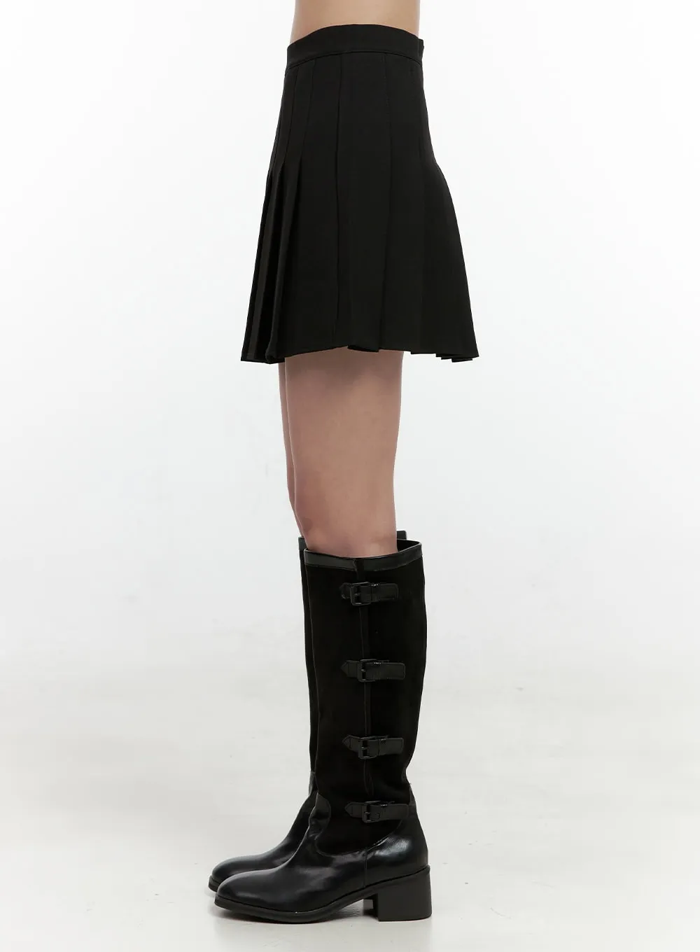 Solid Pleated Mini Skirt ON404
