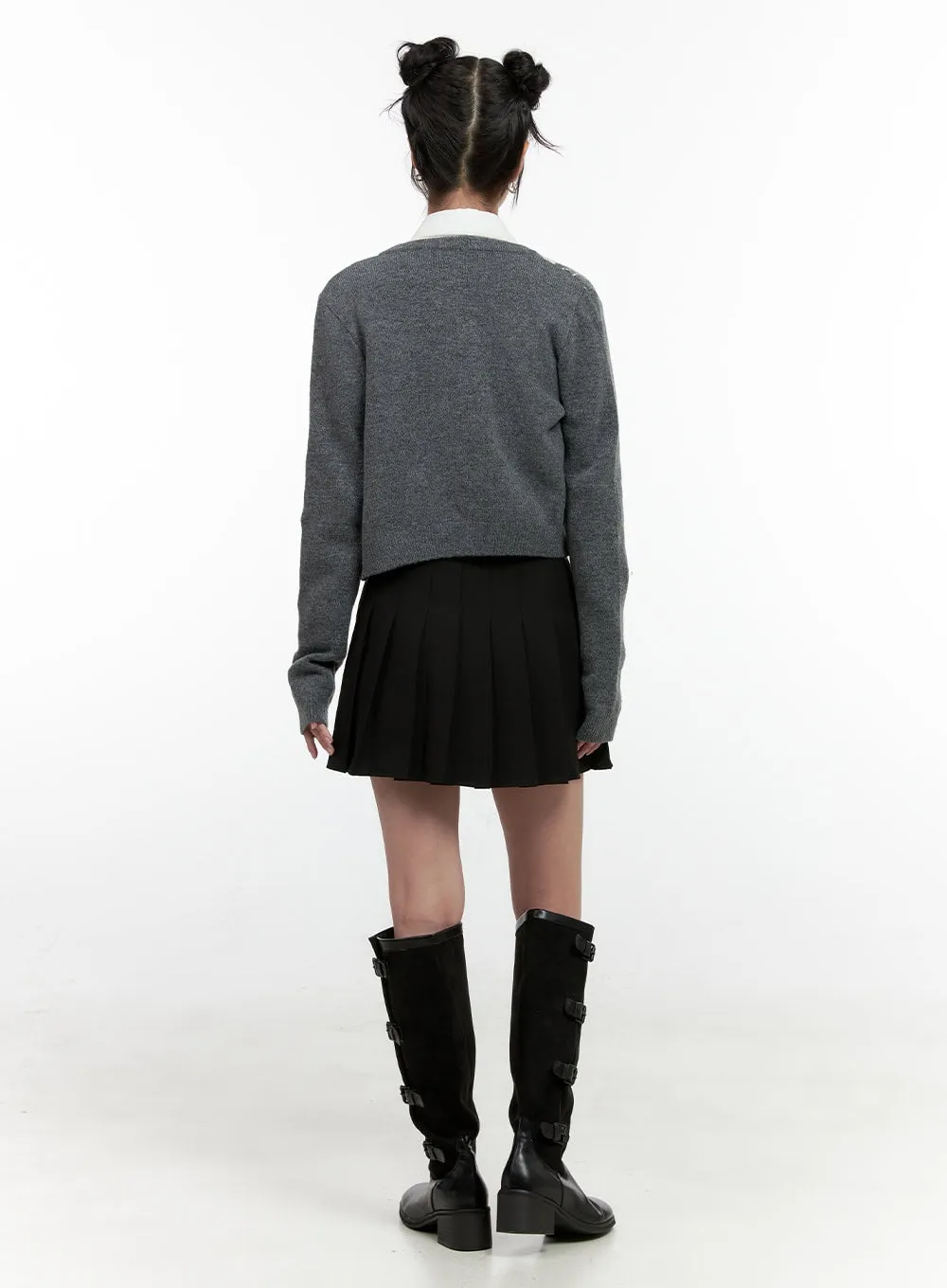 Solid Pleated Mini Skirt ON404