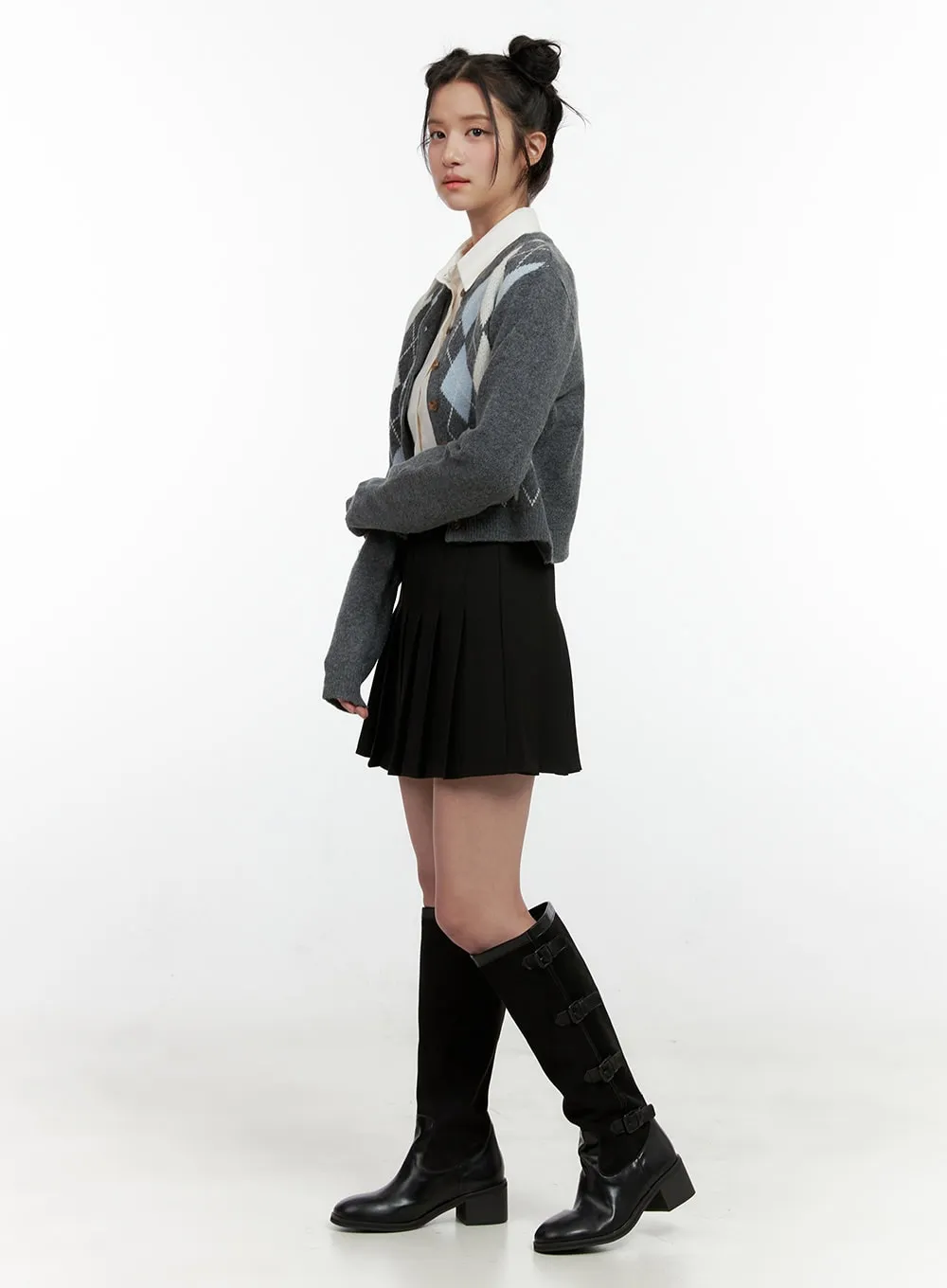 Solid Pleated Mini Skirt ON404