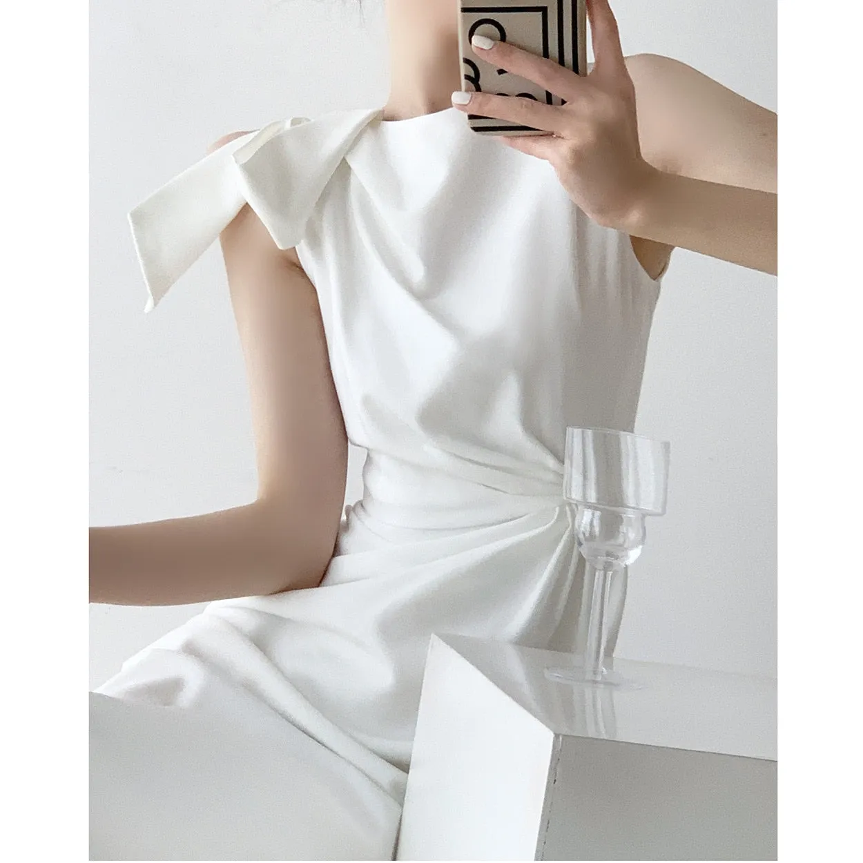 Summer Sleeveless Graceful White Female Dress